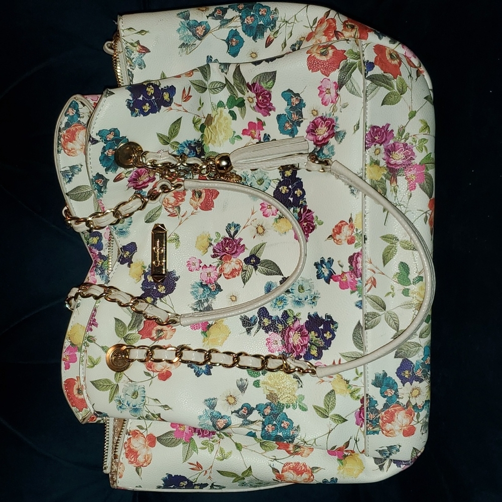 Flowered multi-colored Purse & matching Wallet/ wristlet set